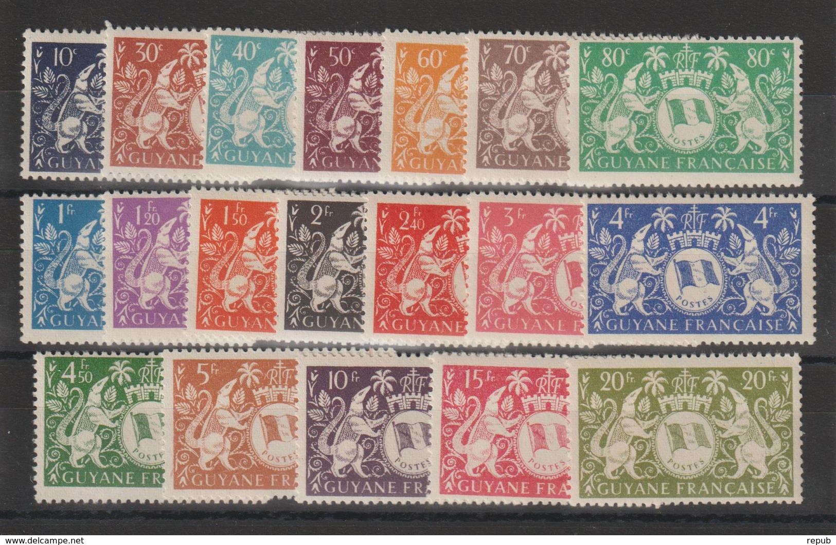 Guyane 1945 Série 182-200 19 Val Neuf ** MNH - Unused Stamps