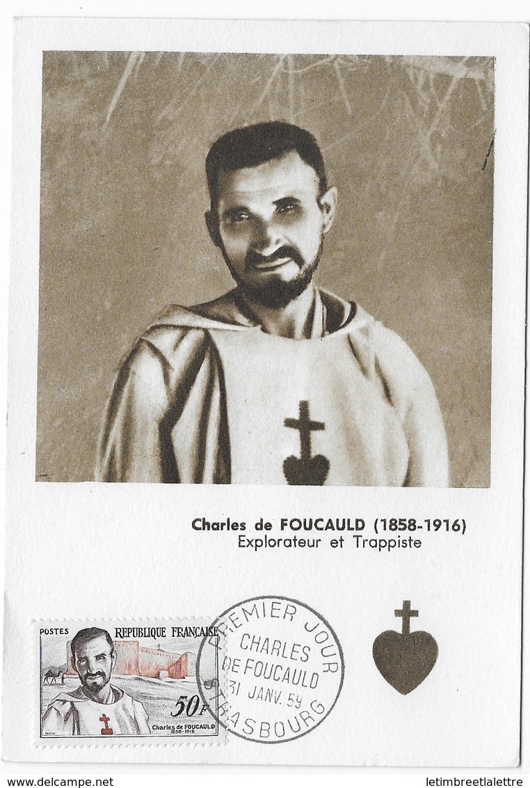 Carte Maximum 1959 Charles De Foucauld - 1950-1959