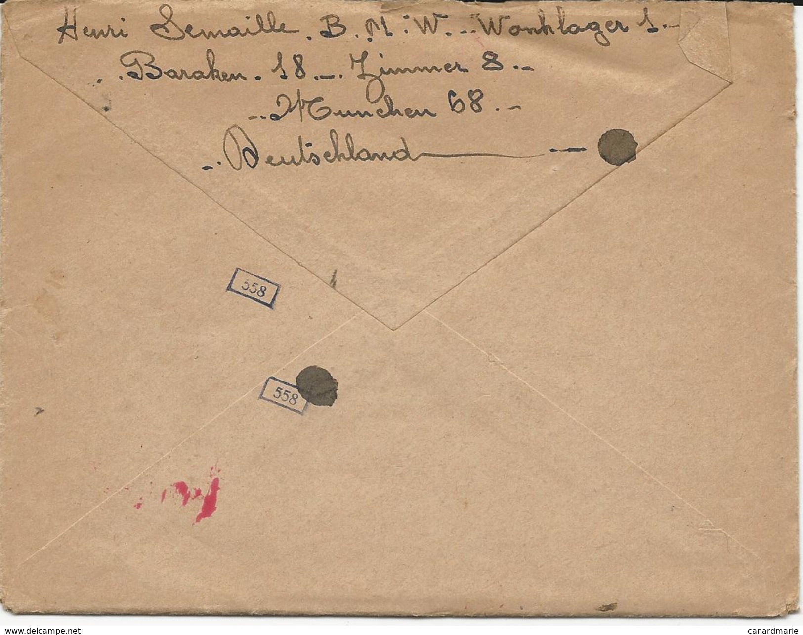 LETTRE 1943 COURRIER D'UN TRAVAILLEUR DU S.T.O. AVEC CACHETS DE CENSURE - Guerre De 1939-45