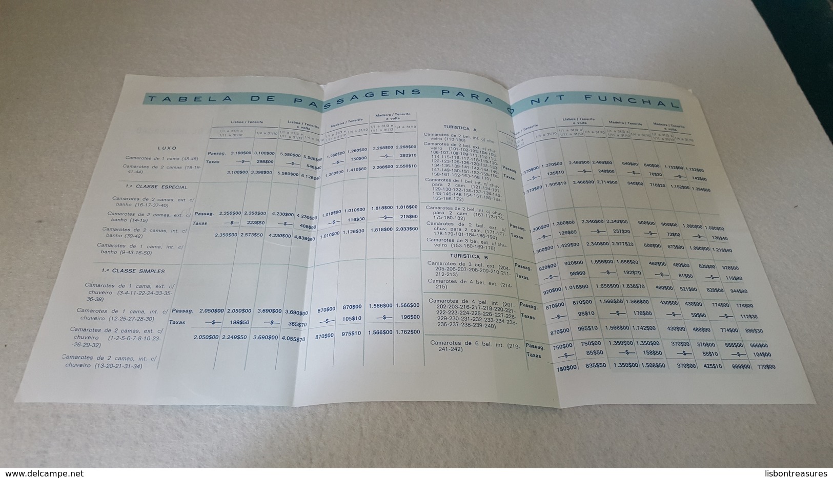 ANTIQUE PORTUGAL " EMPRESA INSULANA DE NAVEGAÇÃO " LISBOA - MADEIRA - TENERIFE PRICE AND TIMETABLE 1965 - Other & Unclassified