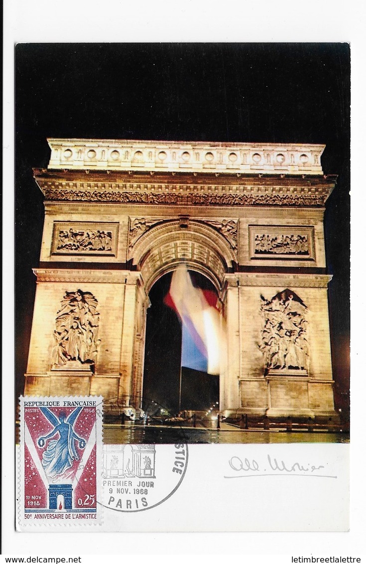 Carte Maximum 1968 Arc De Triomphe - 1960-1969