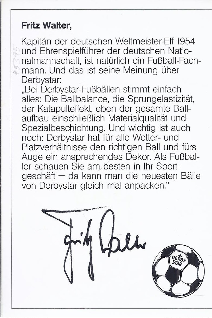 AK-45395   - Fritz Walter - Autogrammkarte Mit Autogramm - Sonstige & Ohne Zuordnung