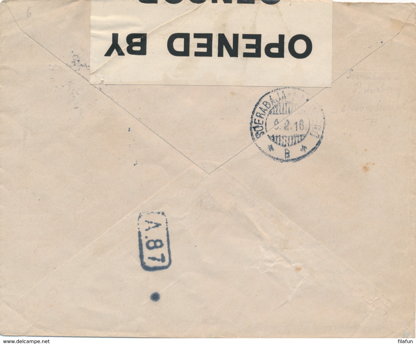 Nederlands Indië - 1916 - 10 Cent Wilhelmina Op Censored Cover Van KB KRAS Via KB SOERABAJA-BANDOENG/+B+ Naar Haarlem - Nederlands-Indië