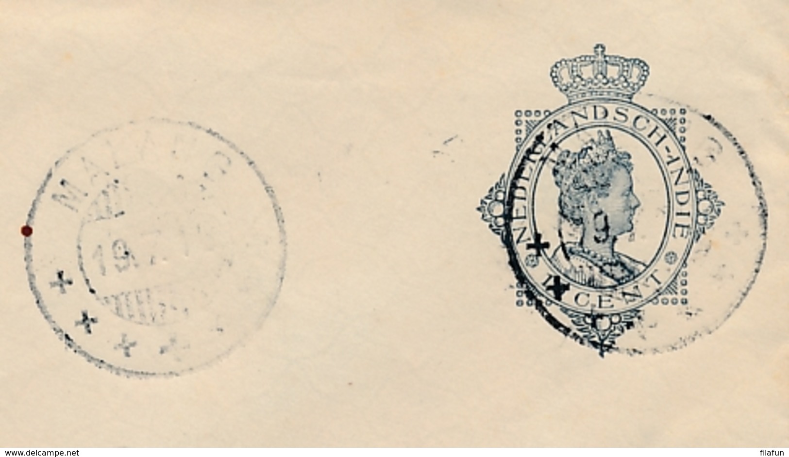 Nederlands Indië - 1916 - 10 Cent Wilhelmina, Envelop Van KB Malang Met KB SOERABAJA-BANDOENG B/xxx Naar Magelang - Nederlands-Indië