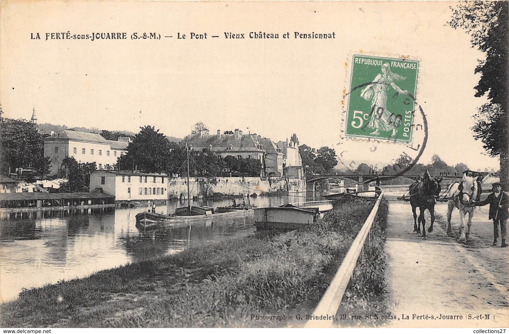 77-LA-FERTE-SOUS-HOUARRE- VIEUX CHATEAU ET PENSIONNAT ( VOIR PENICHES TIRE PAR CHEVAUX) - La Ferte Sous Jouarre