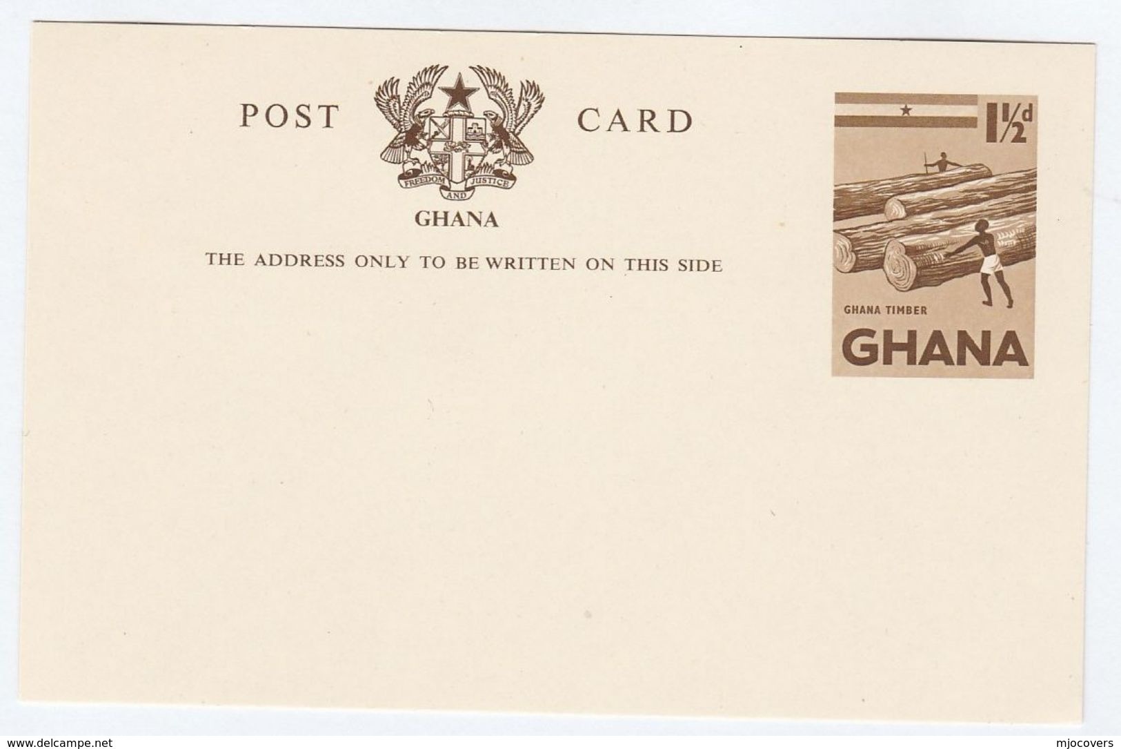 1959 GHANA 1 1/2d Postal STATIONERY CARD Timber Industry Stamps Cover Tree Logging Heraldic Lion Bird - Ghana (1957-...)