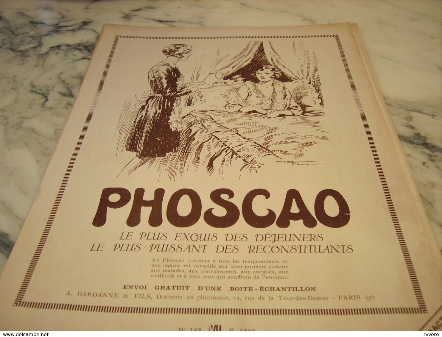 ANCIENNE PUBLICITE AU LIT  CHOCOLAT PHOSCAO   1930 - Affiches