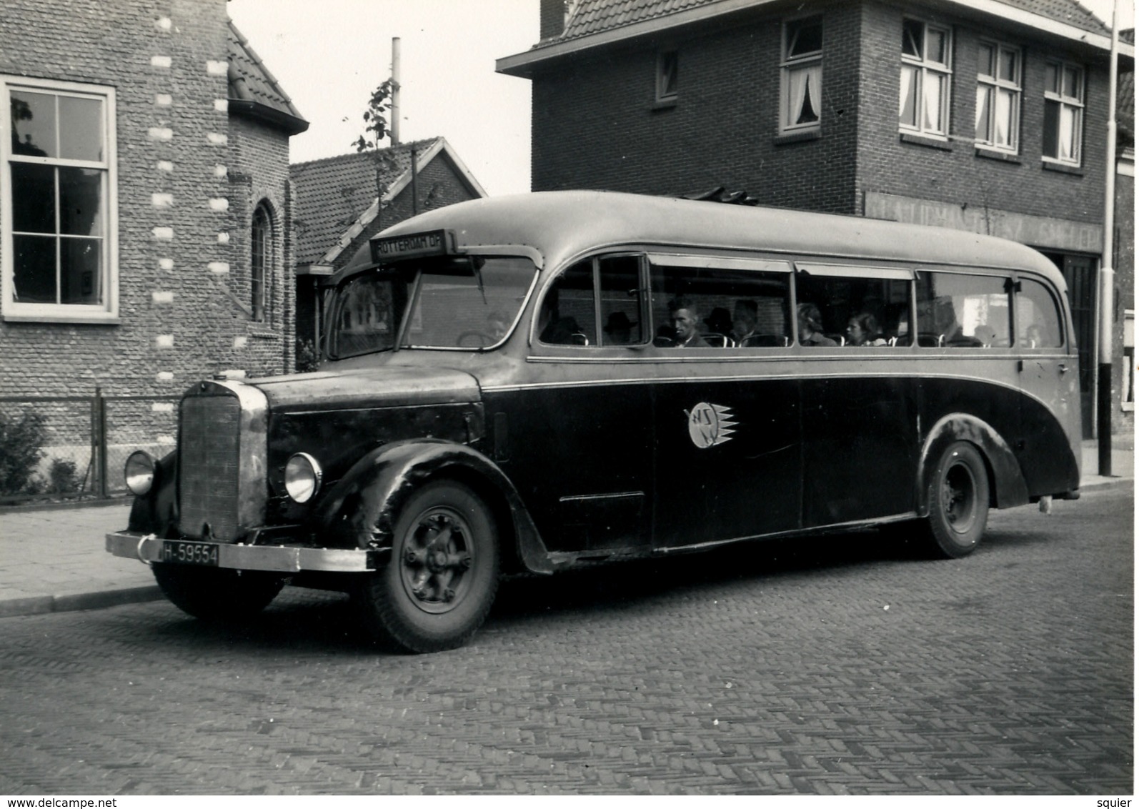 Autobus, Mercedes/werkspoor, WSM 240, Wateringen, Plein, 1946, SVA Foto - Auto's