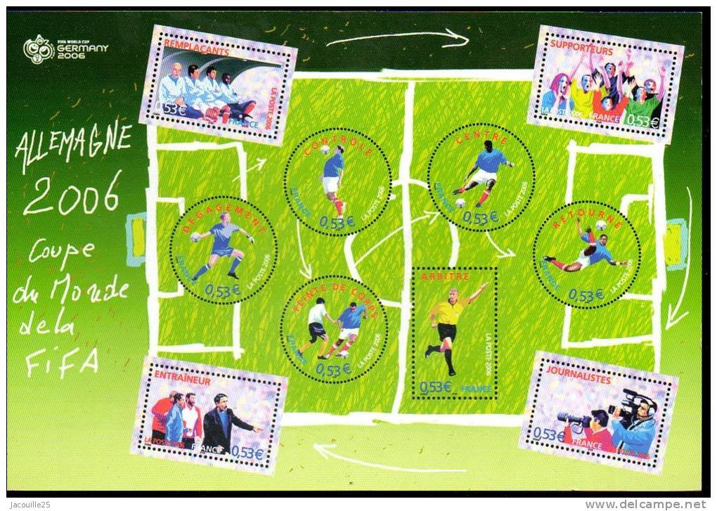 CP CARTE POSTALE FOOT FOOTBALL MONDIAL FIFA GERMANY 2006 ALLEMAGNE 21 X 14 CMS TIMBRES - Autres & Non Classés