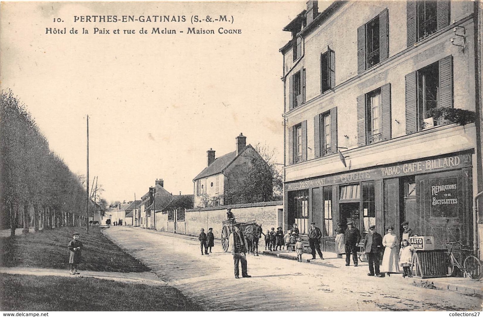 77-PERTHES-EN-GATINAIS- HÔTEL DE LA PAIX ET RUE DE MELUN- MAISON COGNE - Perthes