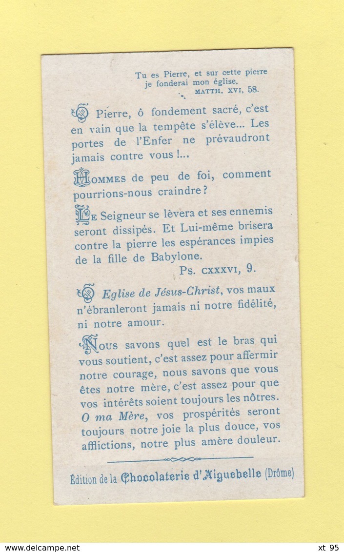 Chromo Chocolat Aiguebelle - Je Te Donnerai La Cle Du Royaume Des Cieux Paix Mes Agneaux Mes Brebis - Aiguebelle