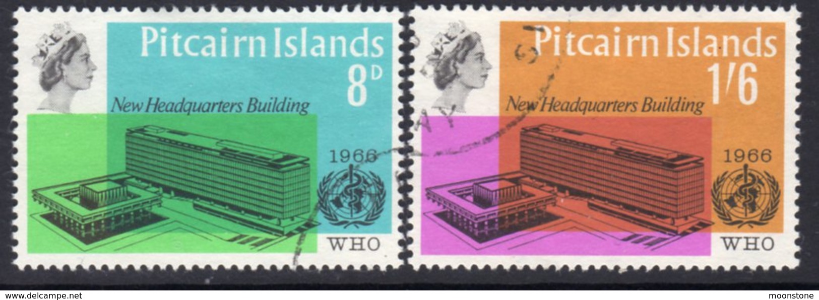 Pitcairn QEII 1966 WHO Headquarters Set Of 2, Used, SG 59/60 - Pitcairn Islands