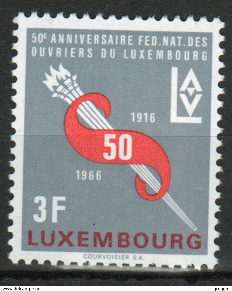 Luxembourg 1966 Single 3f Commemorative Stamp Celebrating 50th Anniversary Of Workers Union. - Ungebraucht