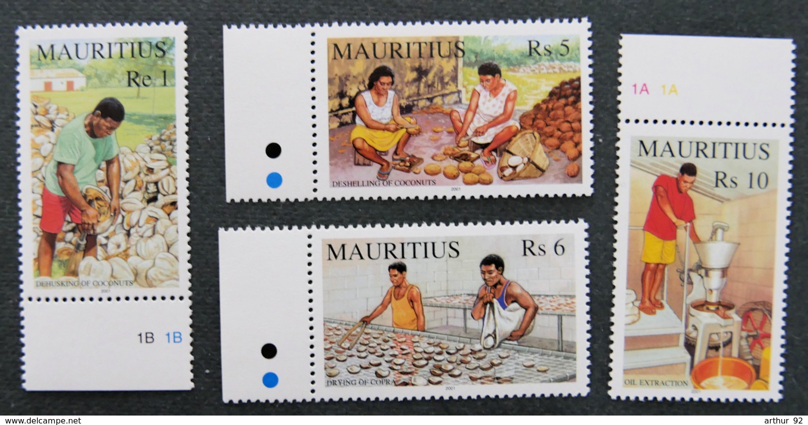 ILE MAURICE - MAURITIUS - 2001 - TAXES - YT 983 à 986 ** - LE COPRA - Mauritius (1968-...)