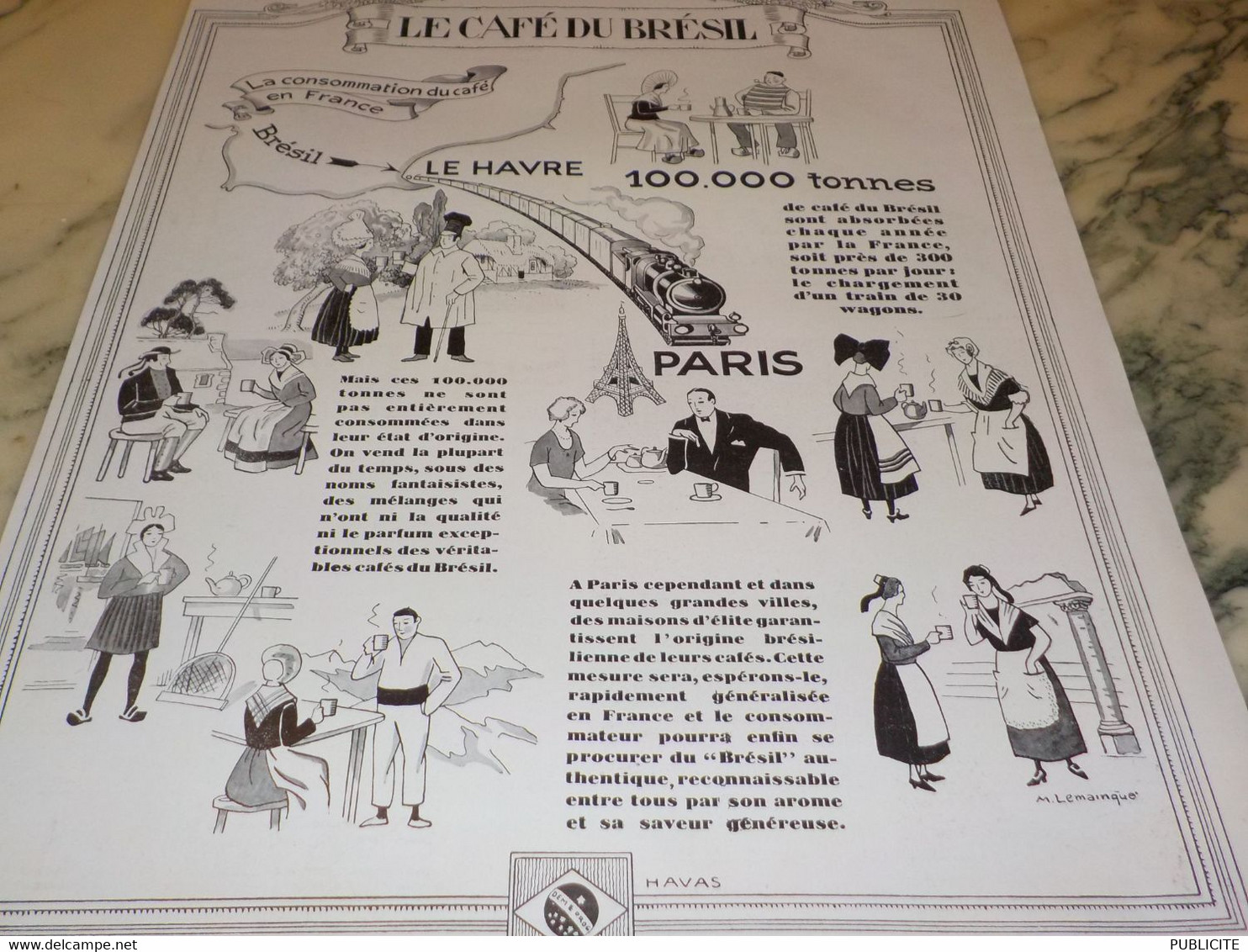 ANCIENNE PUBLICITE CAFE BRESIL A PARIS  1929 - Autres & Non Classés