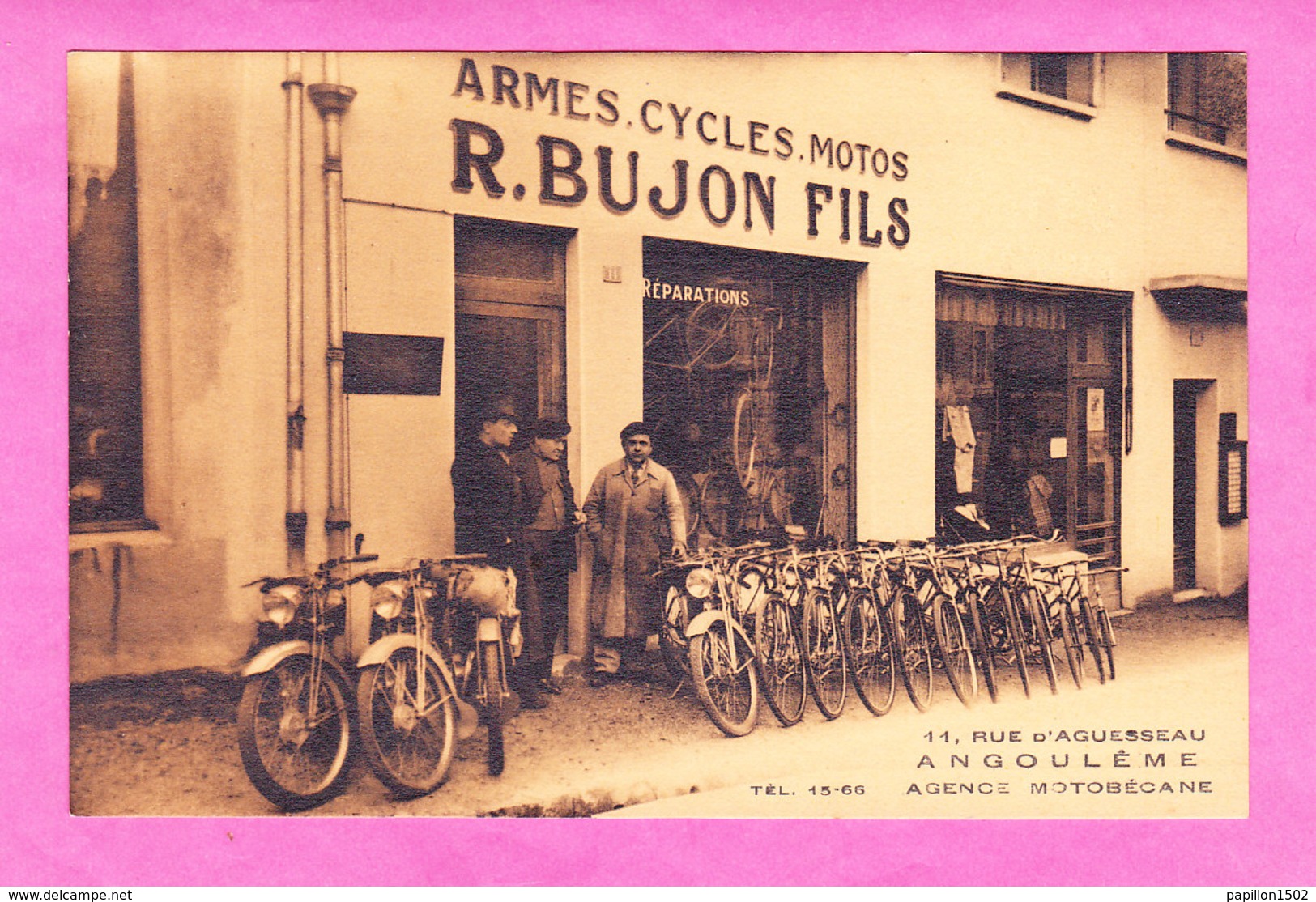 F-16-Angouleme-270A83  La Devanture Du Magasin R. Bujon, Armes, Cycles, Motos, Rue D'Aguesseau, Cpa BE - Angouleme