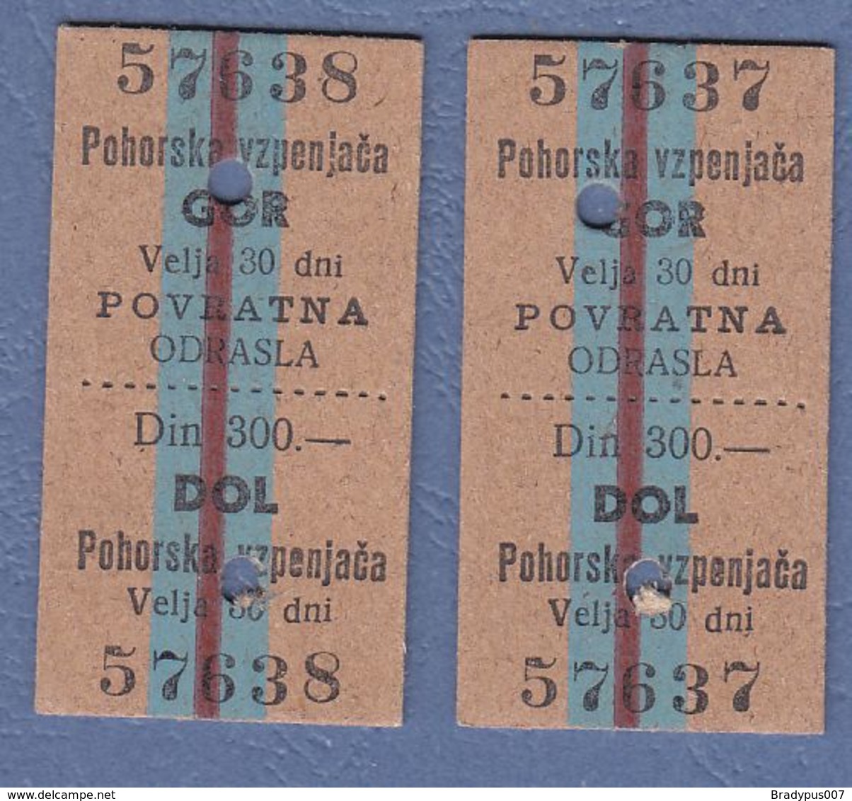 Slovenia Pohorska Vzpenjača-two Old Tickets-Cable Car Tickets - Tickets - Vouchers