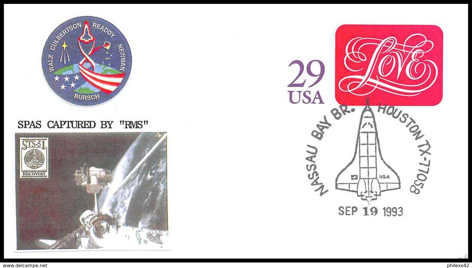 10732/ Espace (space) Entier Postal (Stamped Stationery) 16/9/1993 STS-51 Shuttle (navette) USA - United States