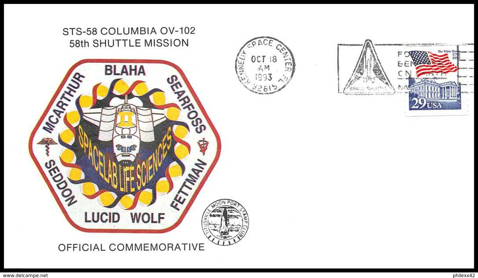 10737/ Espace (space Raumfahrt) Lettre (cover Briefe) 18/10/1993 Start STS-58 Shuttle (navette) Columbia USA - Etats-Unis