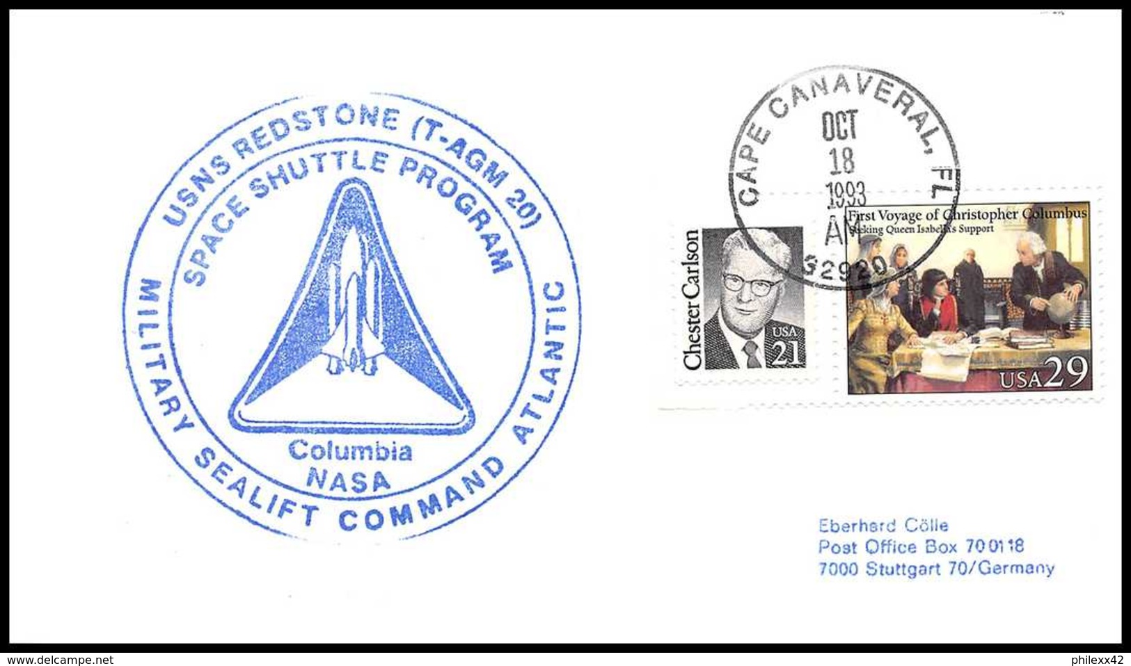 10739/ Espace (space Raumfahrt) Lettre (cover Briefe) 18/10/1993 Start STS-58 Shuttle (navette) Columbia USA - United States