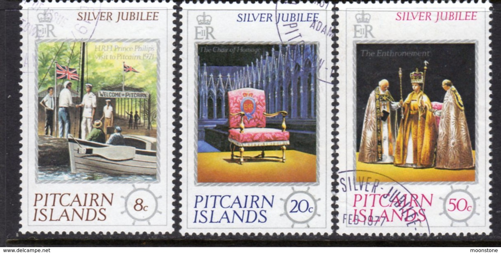 Pitcairn QEII 1977 Royal Silver Jubilee Set Of 3, Used, SG 171/3 - Pitcairn Islands