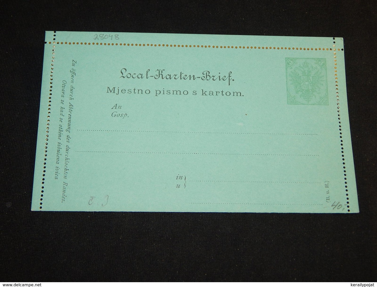 Bosnia Hertsegovina 3h Green Unused Stationery Card__(L-28048) - Bosnie-Herzegovine