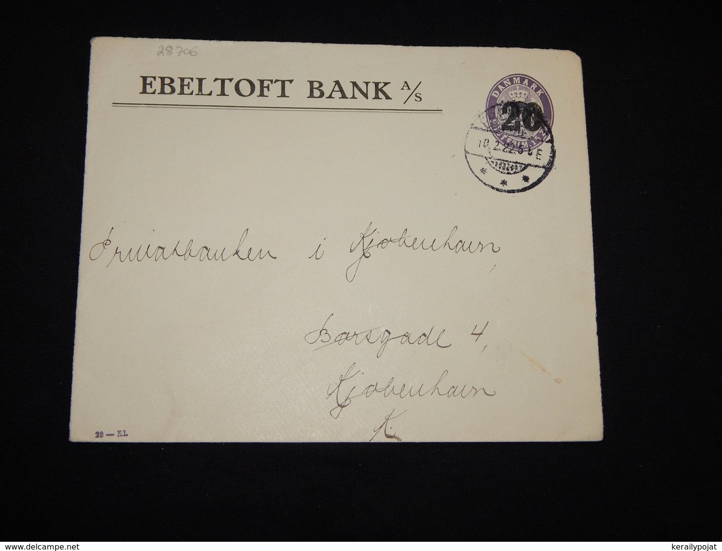 Denmark 1922 Ebeltoft Bank Cover__(L-28706) - Lettres & Documents