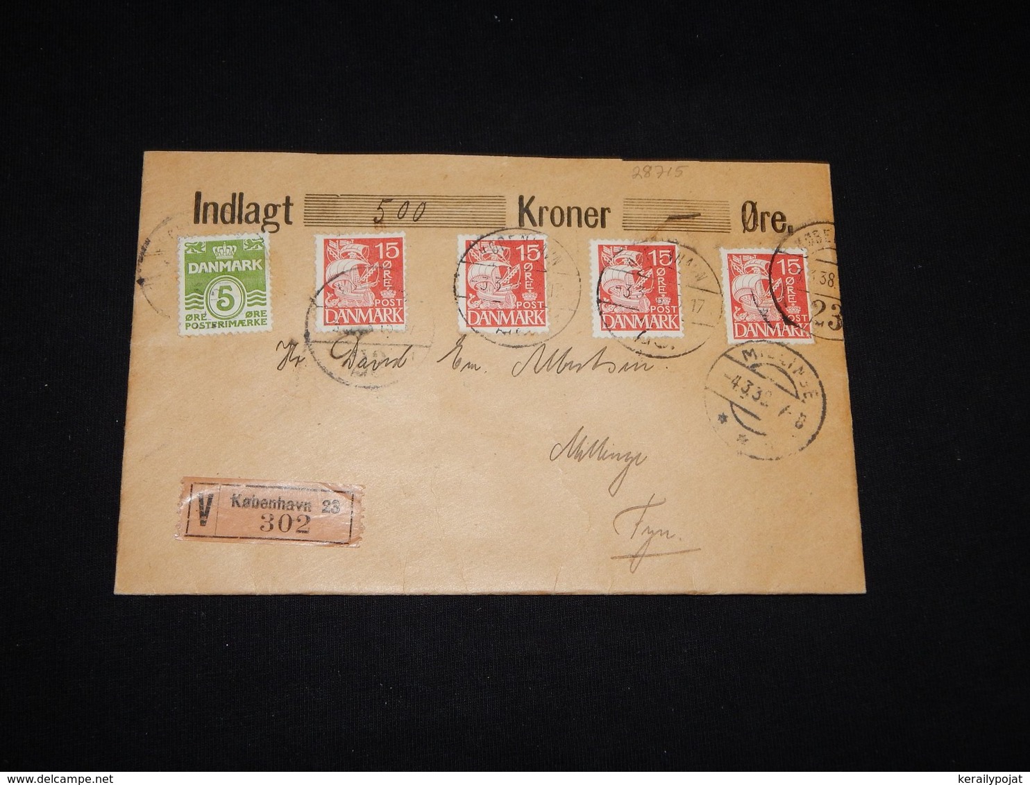 Denmark 1932 Köbenhavn Insured Cover To Fyn__(L-28715) - Covers & Documents