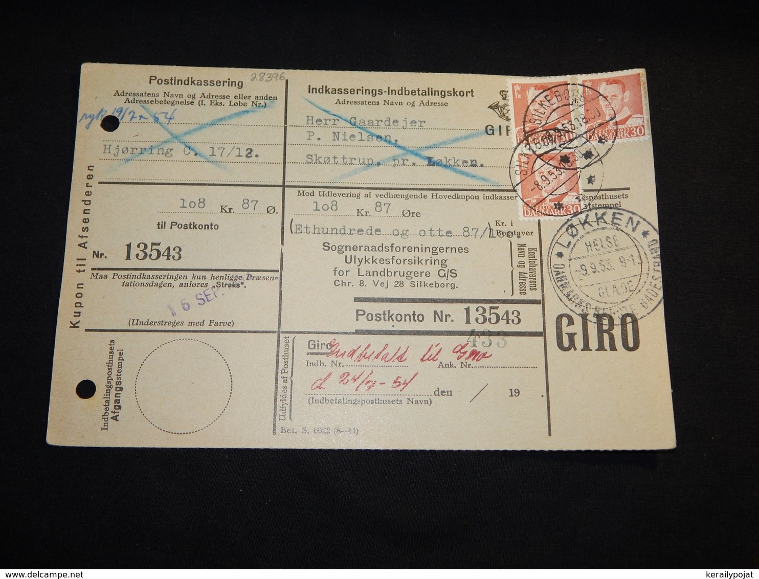 Denmark 1953 Lökken Parcel Card__(L-28396) - Covers & Documents