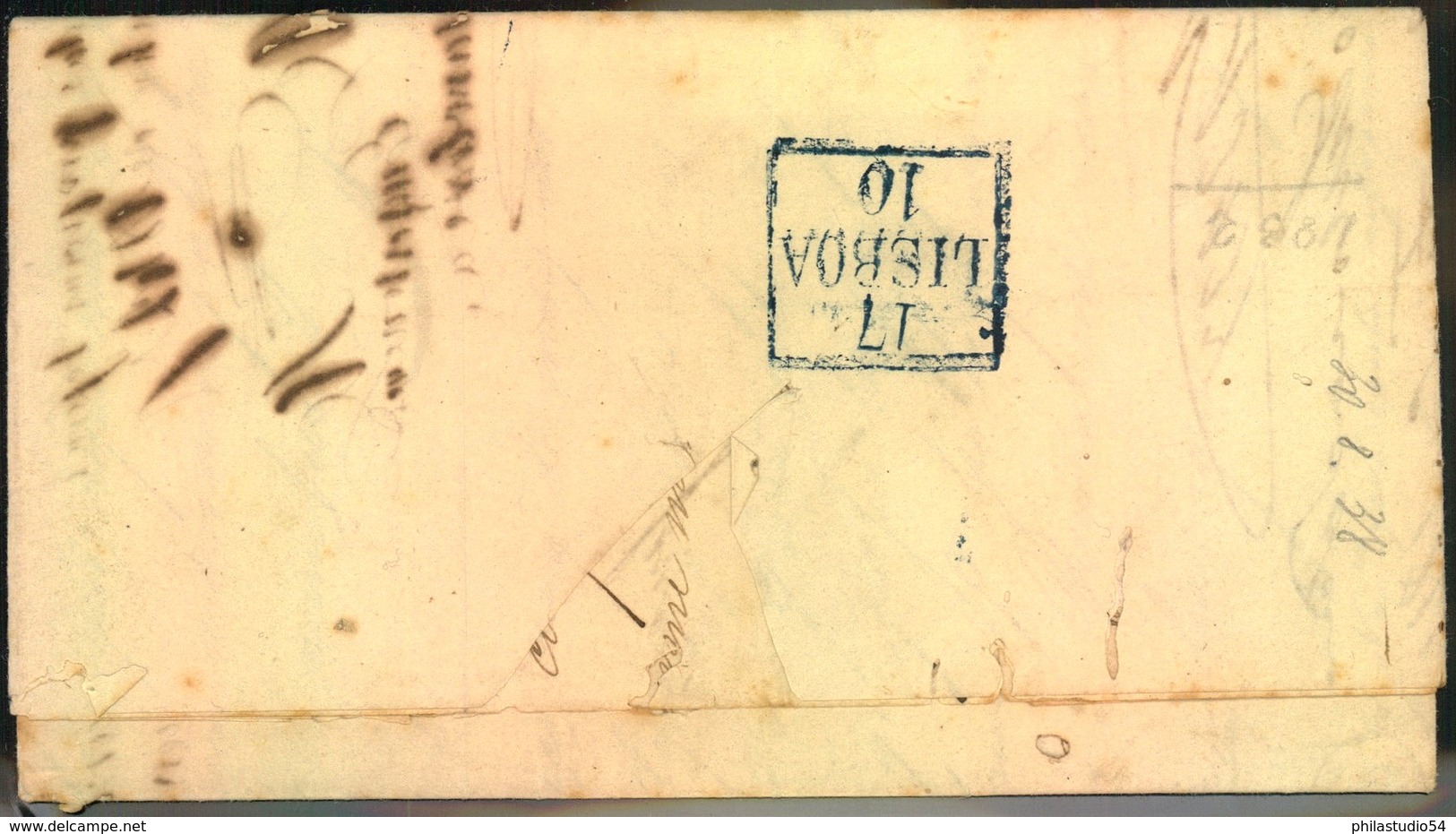 1838, Folded Letter From BAHIA Dated " 30 Augusto 1838" To Lssabon With Boxed Arrival "17 LISBOA 10" On Reverse - Préphilatélie