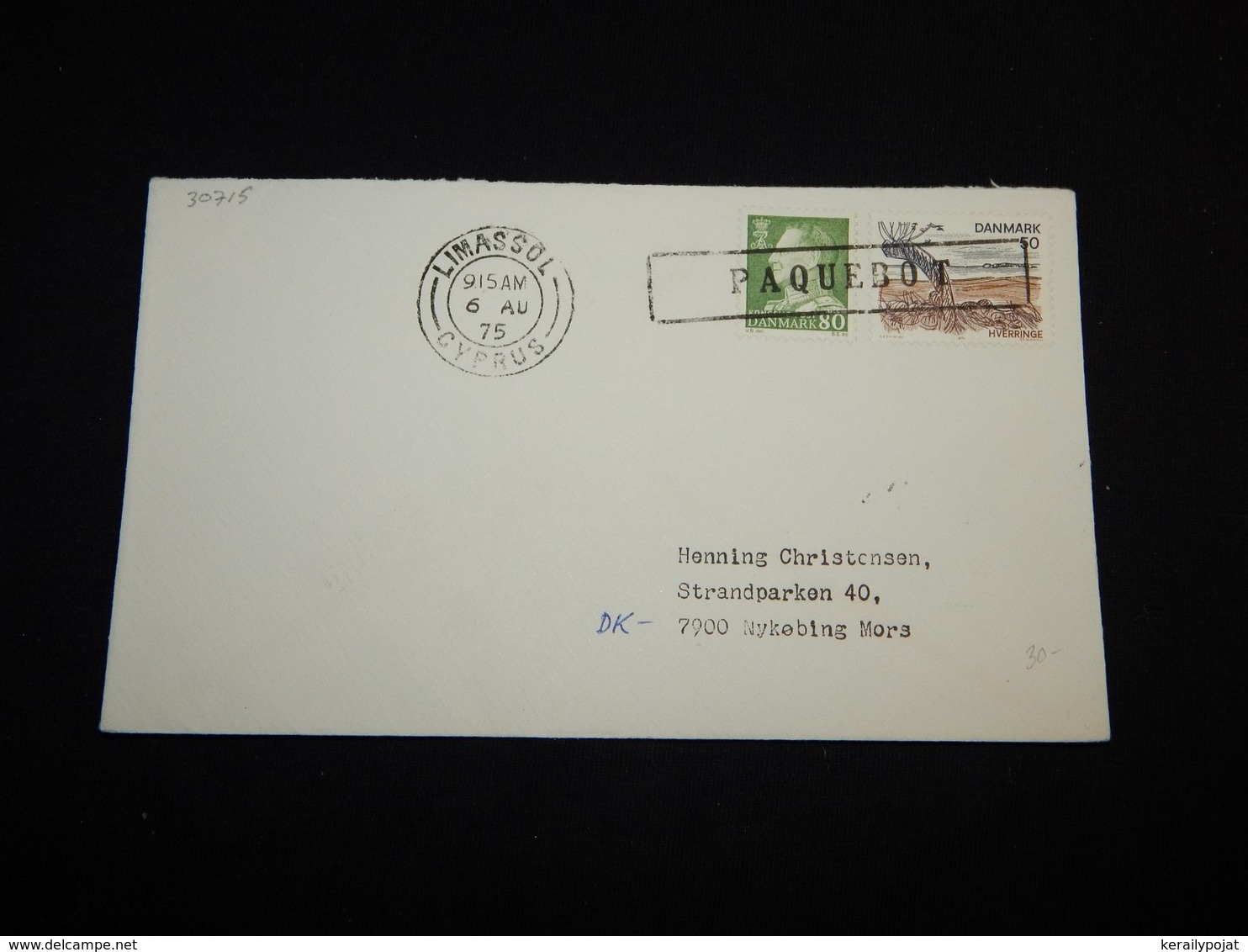 Denmark 1975 Limassol Paquebot Cover__(L-30715) - Lettres & Documents