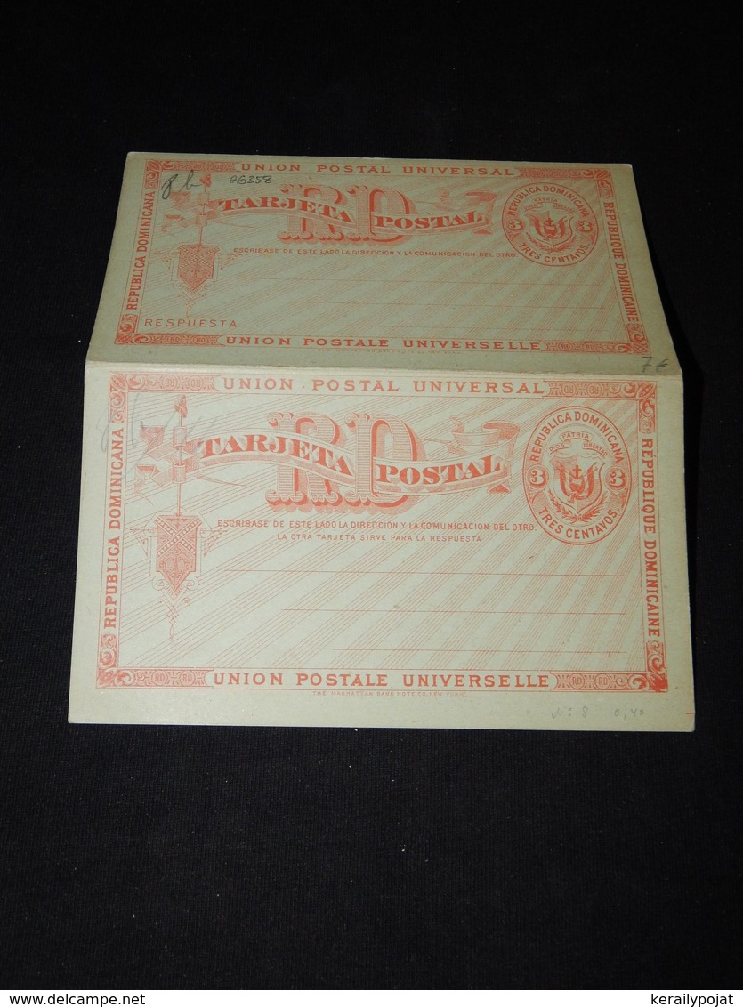 Dominican 3c Red Unused Double Stationery Card__(L-26358) - Dominican Republic