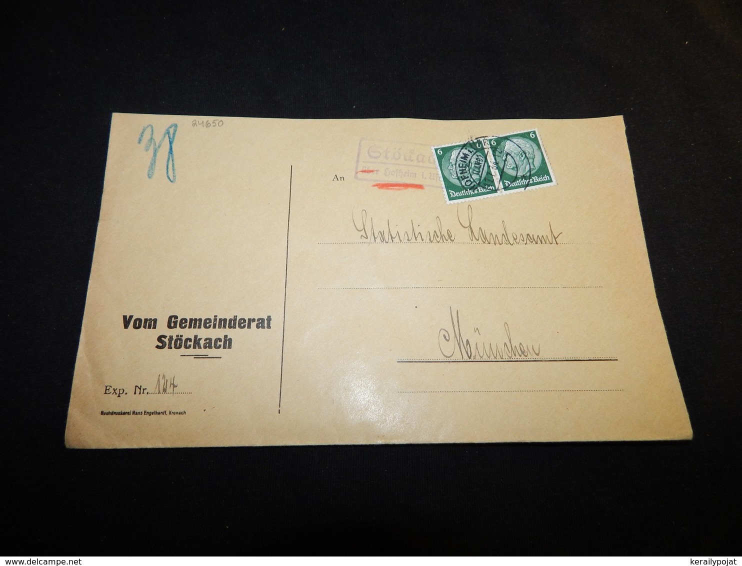 Germany 1934 Hofheim Gemeinderat Stöckach Cover__(L-24650) - Briefe U. Dokumente