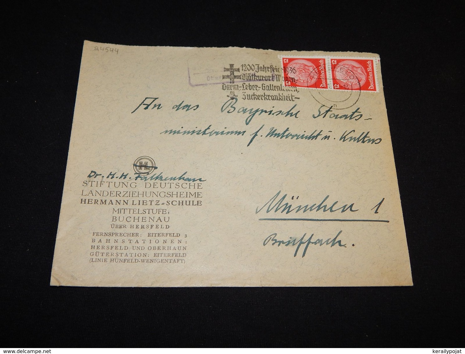 Germany 1936 Hersfeld Hermann Lietz Business Cover__(L-24544) - Storia Postale