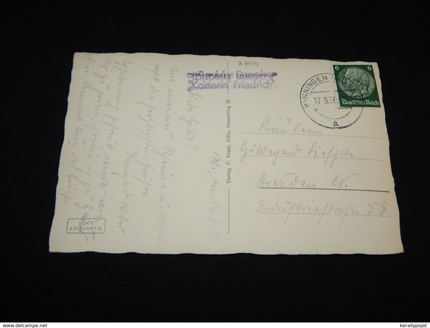 Germany 1936 Winningen Dampfers Kaiserin Friedrich Postcard__(L-27071) - Briefe U. Dokumente