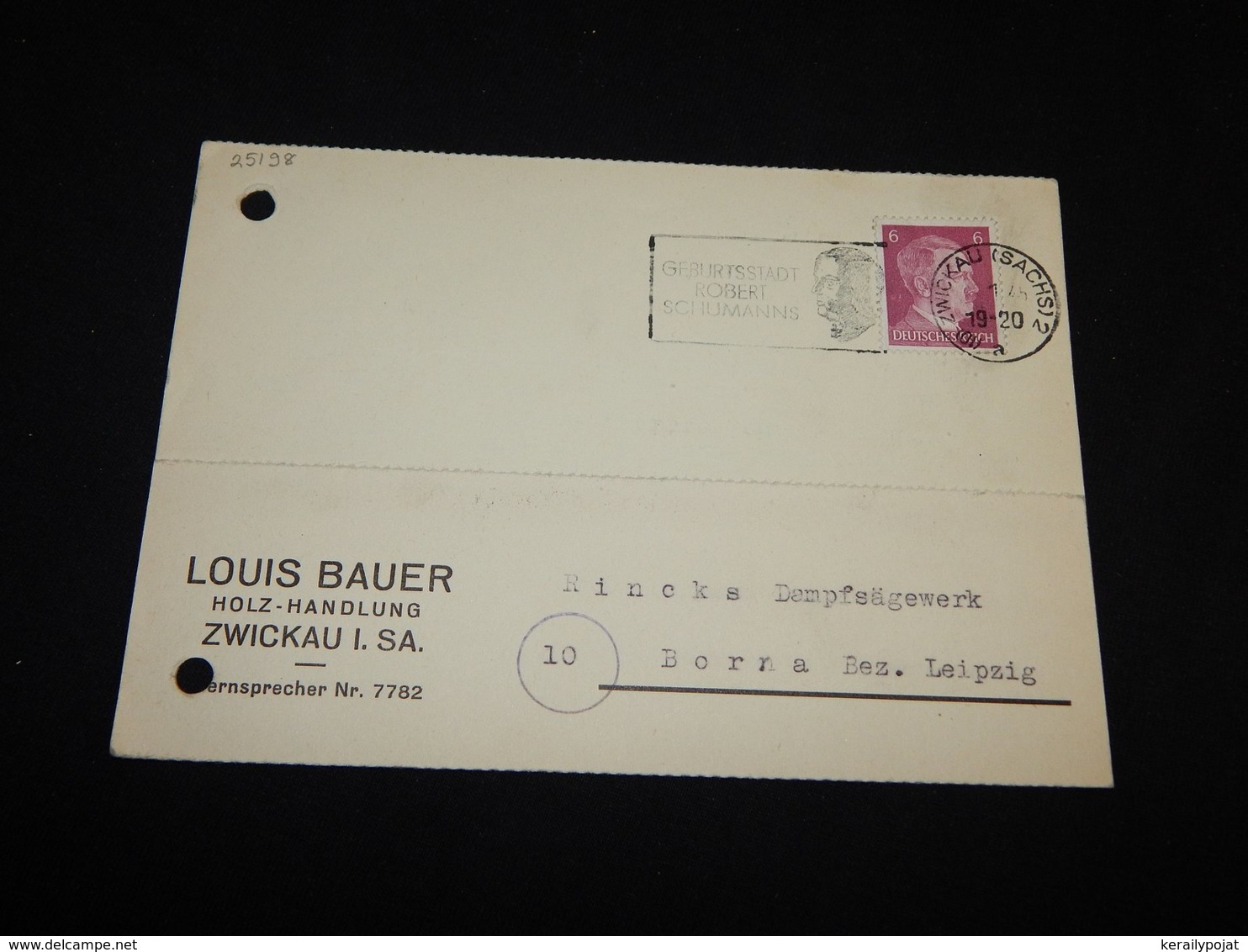 Germany 1945 Zwickau Louis Bauer Business Card__(L-25198) - Lettres & Documents