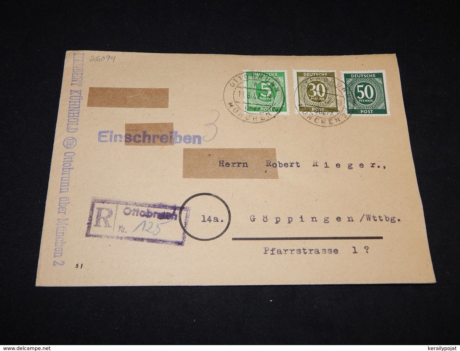 Germany Allied 1947 Ottobrunn Registered Cover__(L-26094) - Sonstige & Ohne Zuordnung