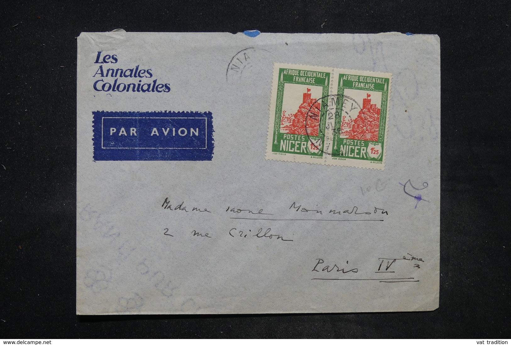 NIGER - Enveloppe Commerciale De Niamey Pour Paris En 1936 , Affranchissement Plaisant - L 26677 - Lettres & Documents