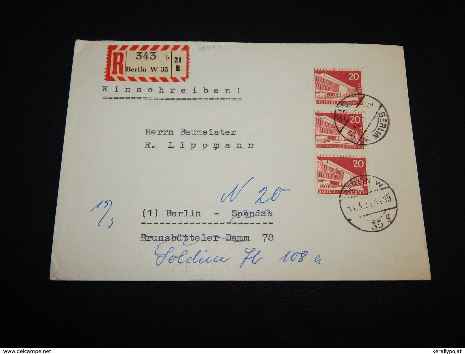 Germany Berlin 1957 Berlin Registered Cover__(L-26499) - Storia Postale