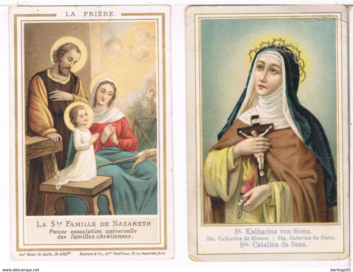 2 Holycaerts - La Ste. Famille De Nazareth, St. Kathrina Von Siena (2 Scan's) - Images Religieuses