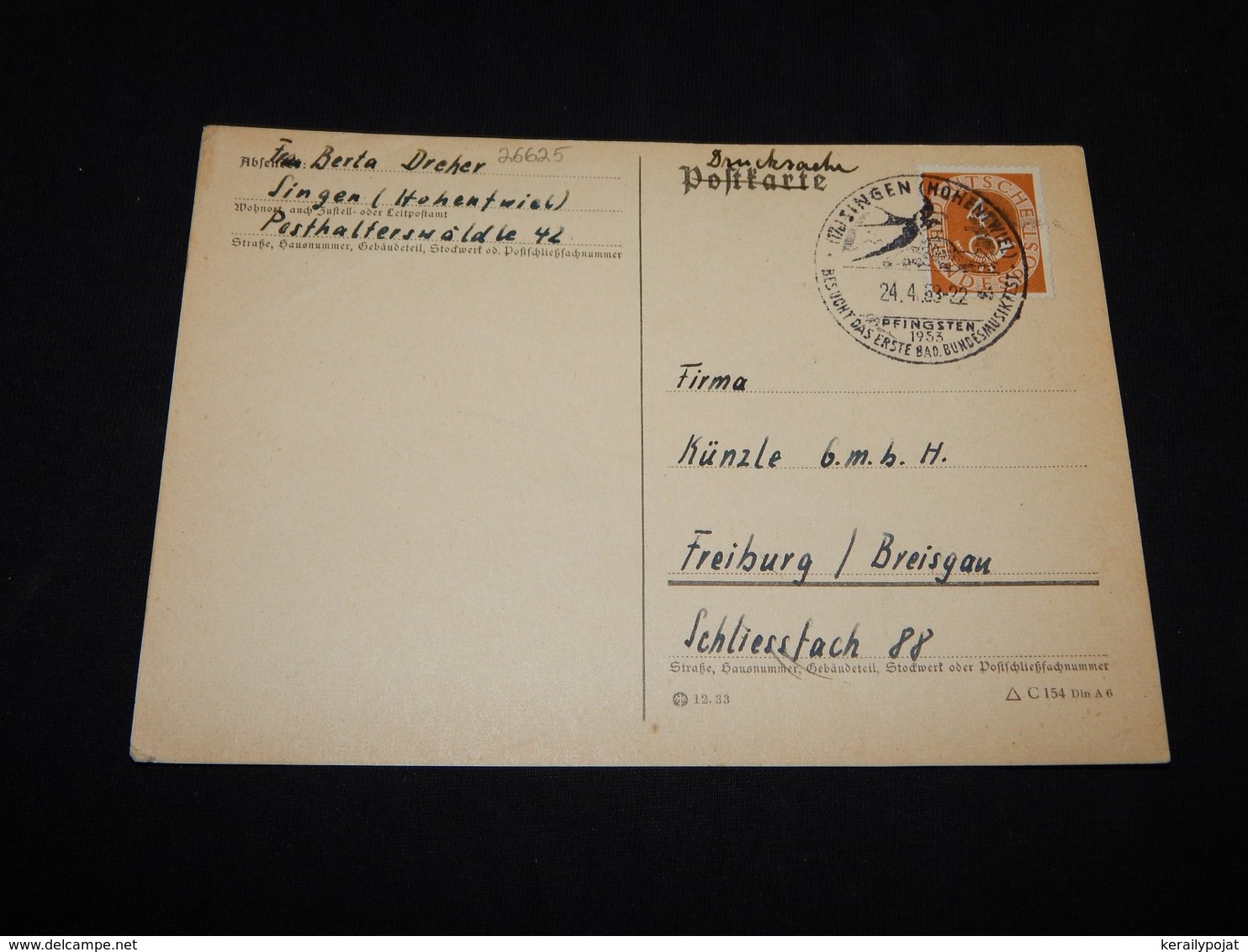 Germany BRD 1953 Singen Special Cancellation Card__(L-26625) - Storia Postale