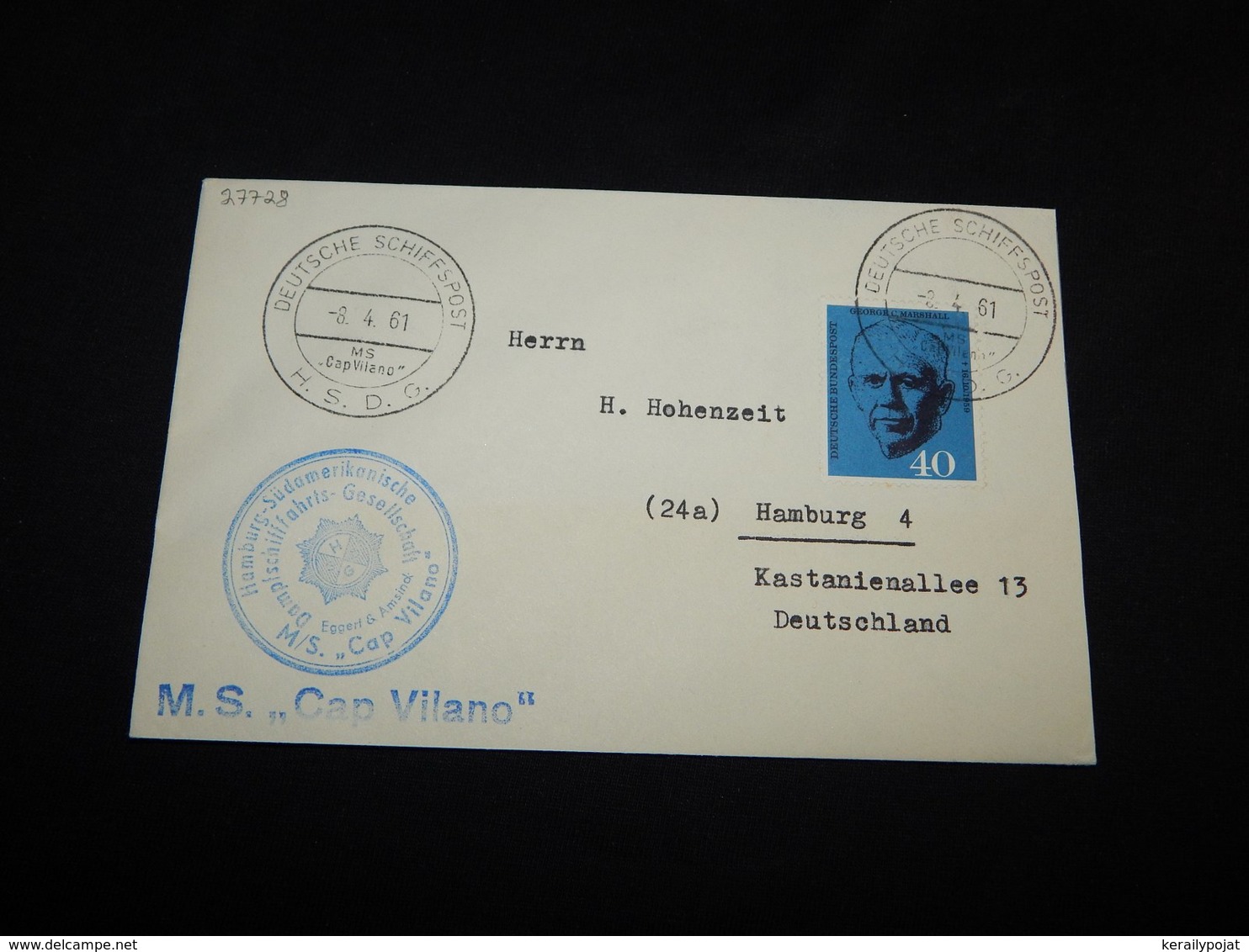 Germany BRD 1961 MS Cap Vilano Schiffspost Cover__(L-27728) - Briefe U. Dokumente