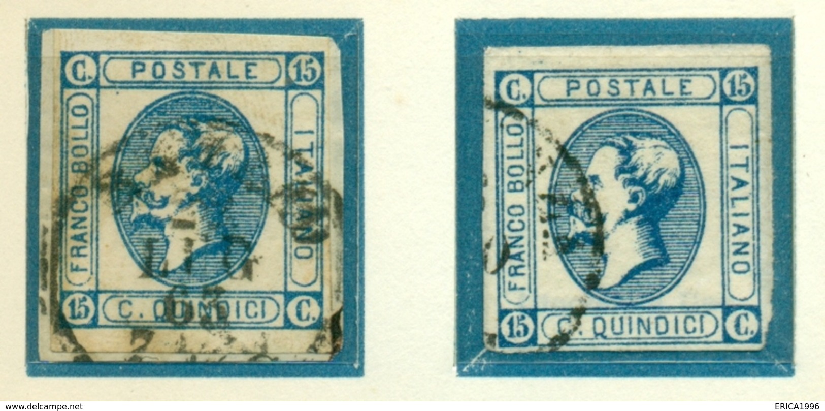 V9660 ITALIA REGNO 1863 VEII Litografico 15 C. Usati Sass. 12, 13, Valutazione Sass. € 60, Buone Condizioni - Usati