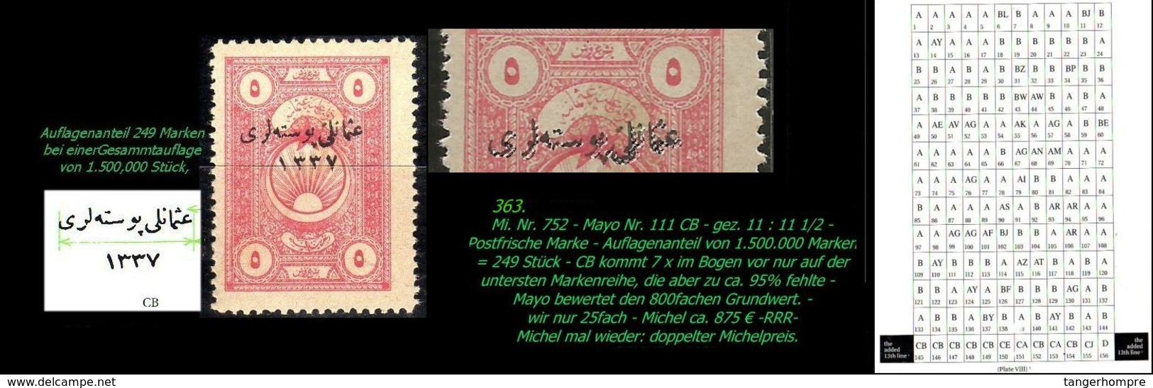 EARLY OTTOMAN SPECIALIZED FOR SPECIALIST, SEE...Mi. Nr. 752 - Mayo 111 CB - Nur 249 Marken -RRR- - 1920-21 Anatolie