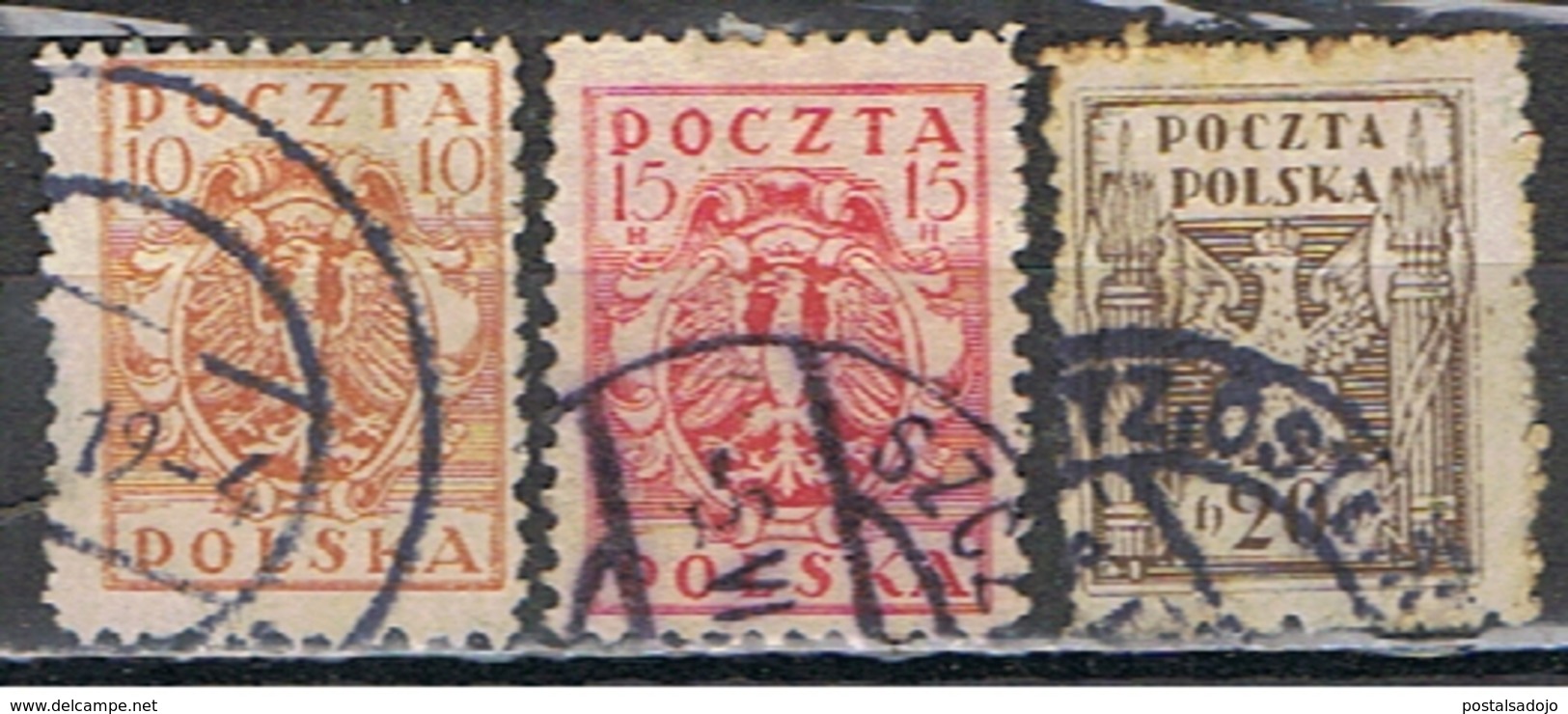 (POL 80) POLSKA // YVERT 186, 187, 188 // 1919 - Usados