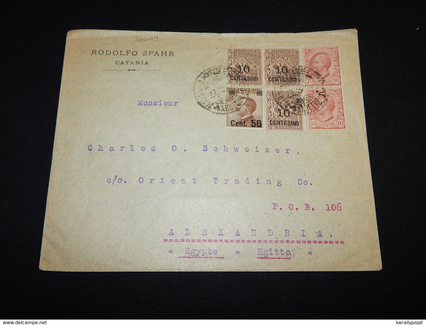 Italy 1924 Catania Cover To Egypt__(L-26609) - Storia Postale