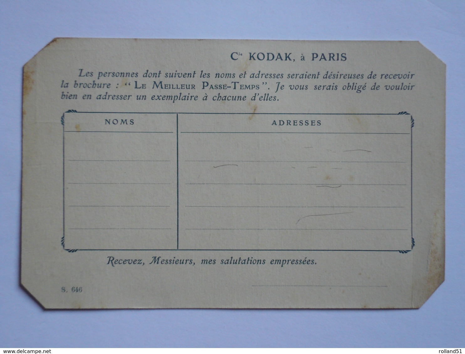 Carte Postale KODAK - Francés
