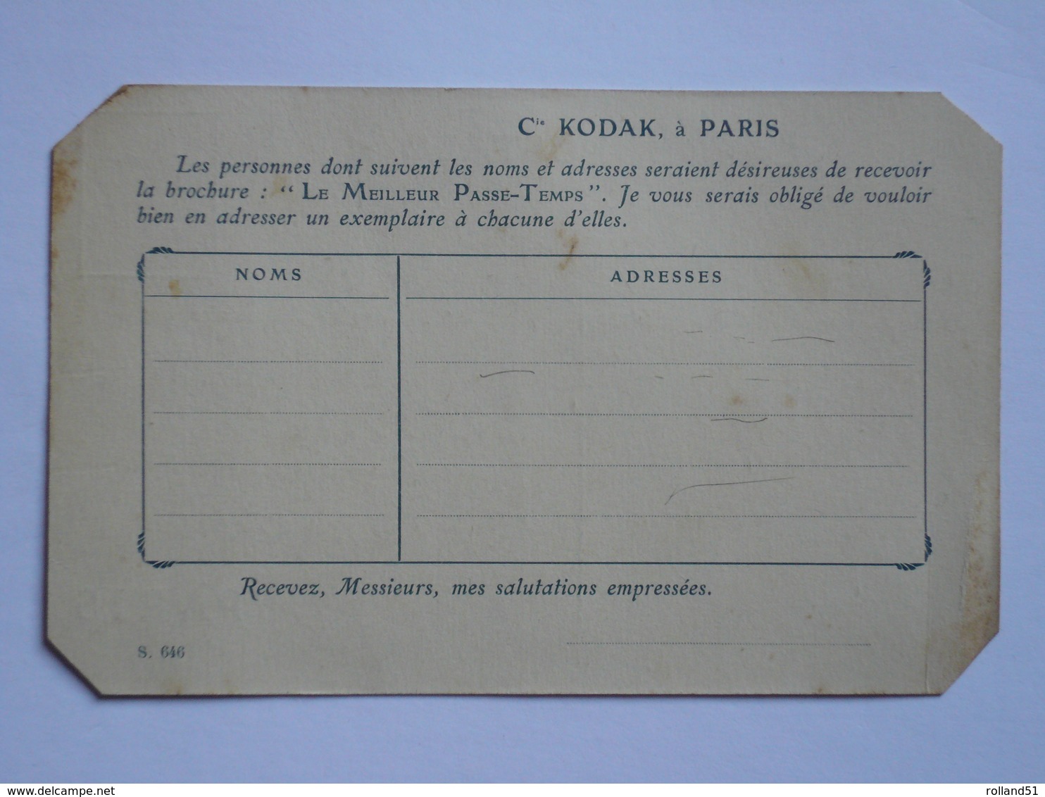 Carte Postale KODAK - French