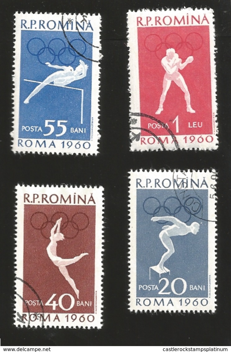 O) 1960 ROMANIA, OLYMPIC GAMES ROME - SPORT GYMNASTICS-HIGH JUM-BOXING-SWIMMING, CANCELLATION, XF - Unused Stamps