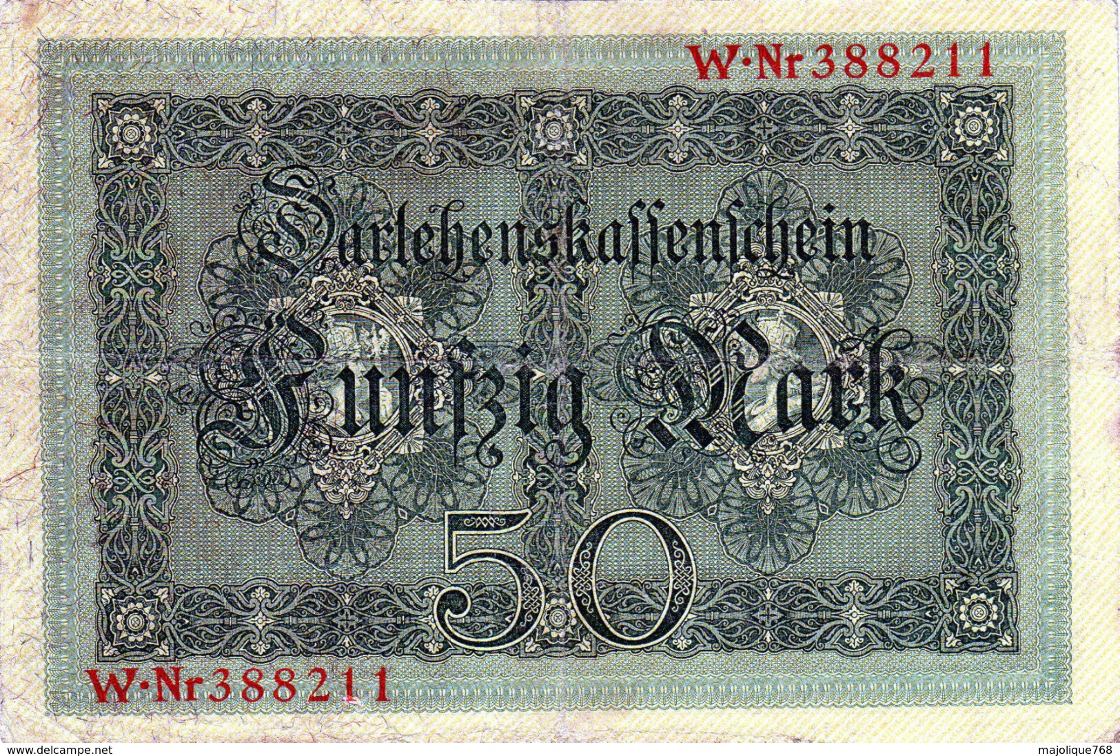 Billet Allemand De 50 Mark Du 5-8-1914- 6 Chiffres Rouge W-N° 388211 En T B - 50 Mark